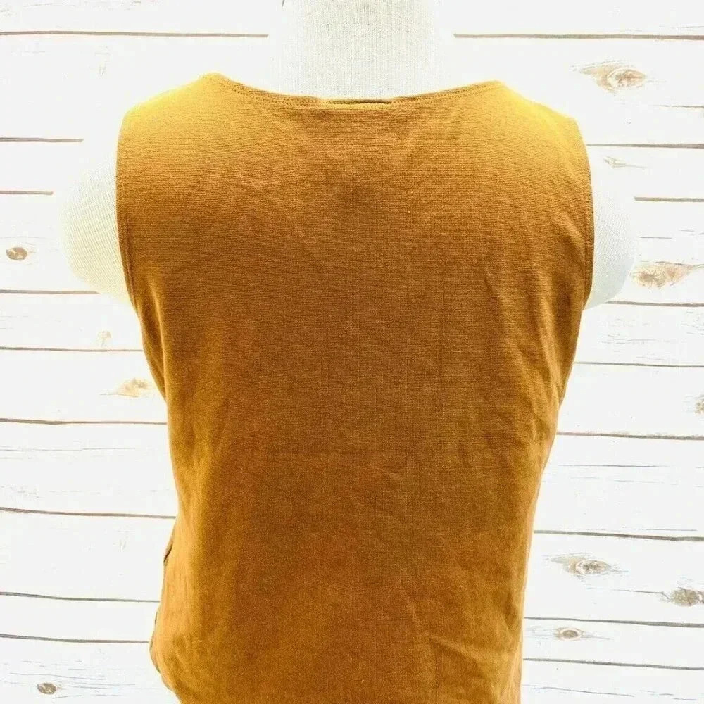 RUBY RD. Women Sleeveless Pullover Round Neck Brown Stretchy Shirt Top Size PM - Picture 7 of 12